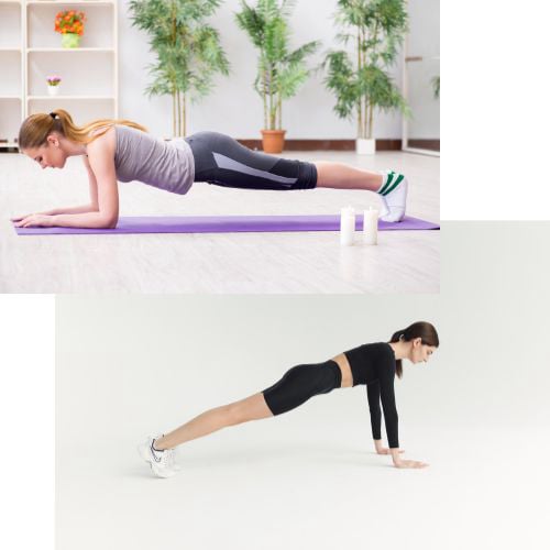 Planks to strengthen the core, a great exercise for spinal disc conditions